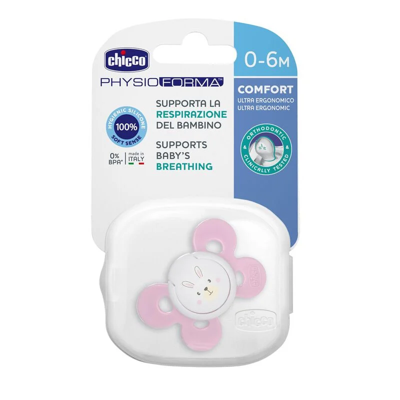 Chicco Suzeta Physio Comfort silicon Roz 0-6M 1buc Cutie N1