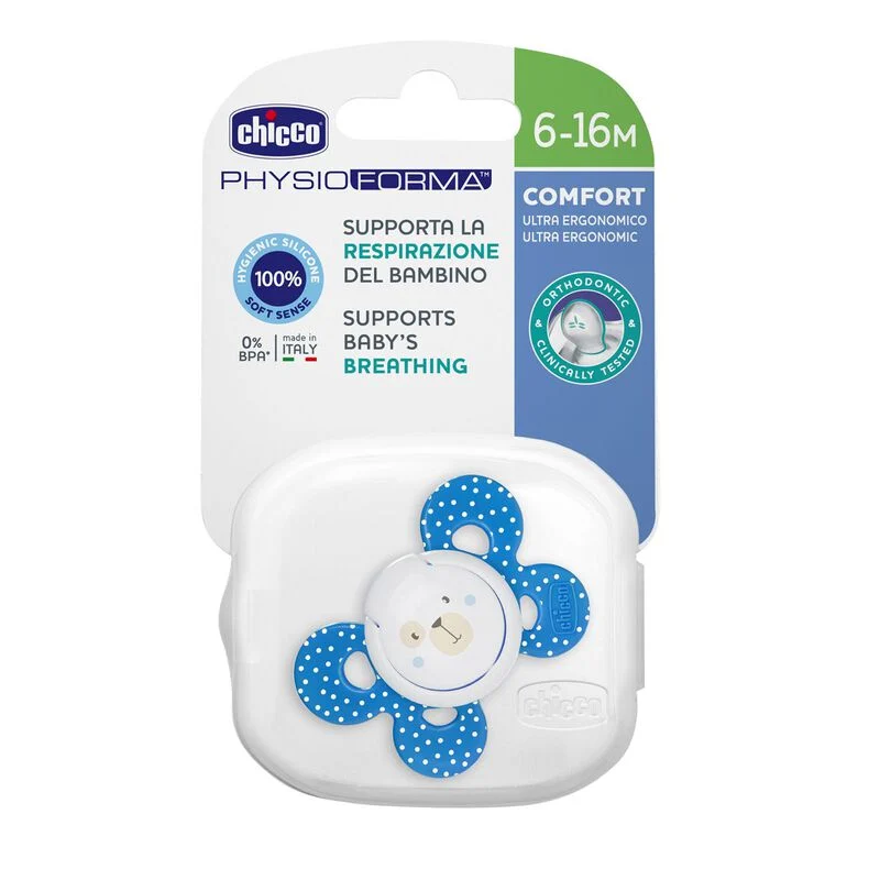 Chicco suzeta Physio Comfort silicon  Albastra 6-12M 1buc Bucata N1